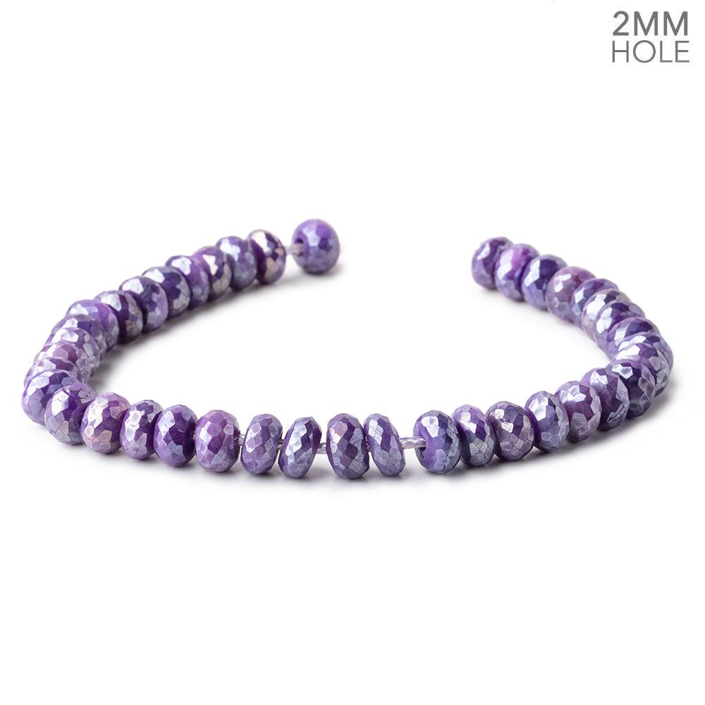 8.5mm Mystic Purple Moonstone 2mm Large Hole Faceted Rondelles 8 inch 34 Beads - Beadsofcambay.com