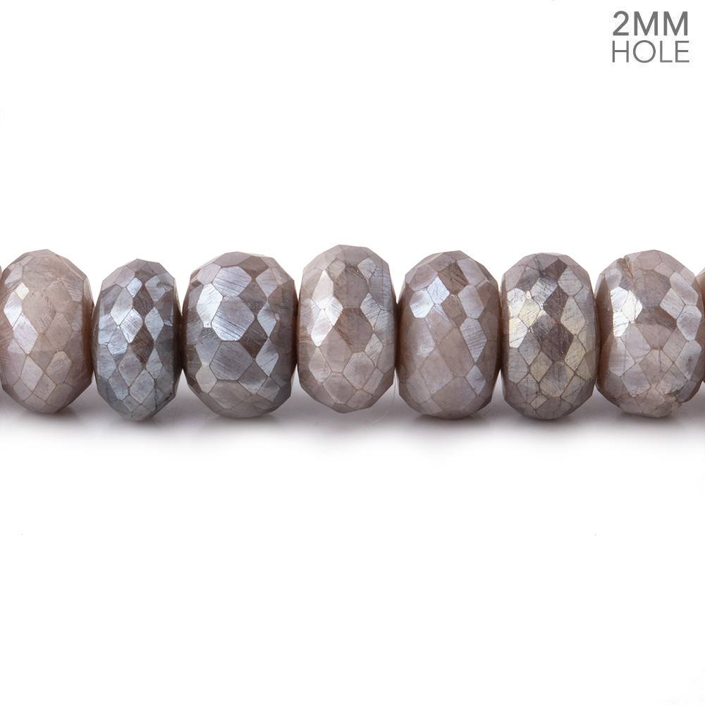 8.5mm Mystic Warm Grey Moonstone 2mm Large Hole Faceted Rondelles 8 inch 38 Beads - Beadsofcambay.com