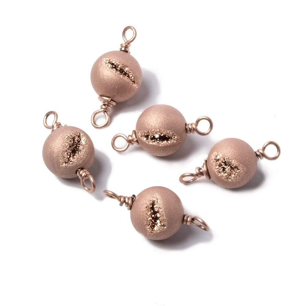 8.5mm Rose Gold plated Drusy Agate plain round Connector 1 piece - Beadsofcambay.com