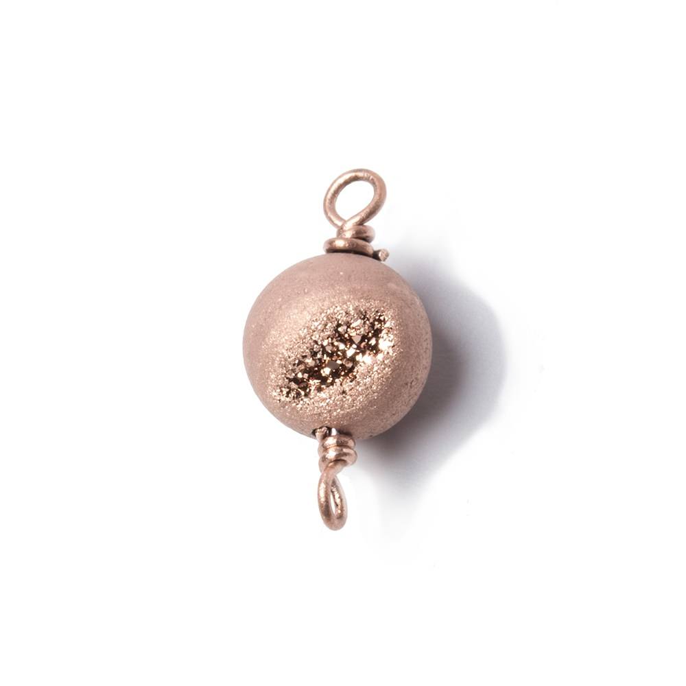 8.5mm Rose Gold plated Drusy Agate plain round Connector 1 piece - Beadsofcambay.com