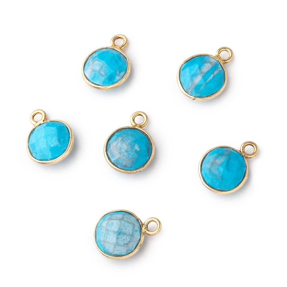 8.5mm Vermeil Bezel Howlite Faceted Coin Pendant 1 Focal piece - Beadsofcambay.com