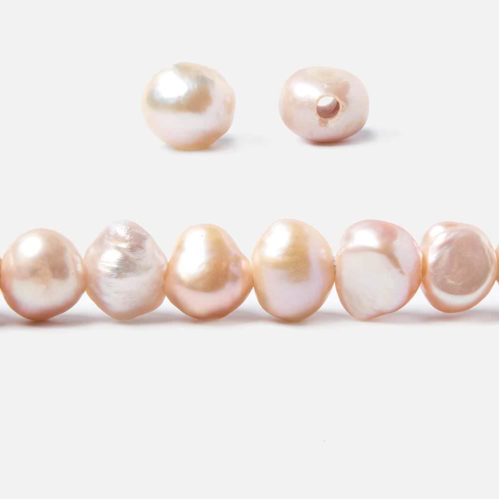 8.5x10-9x11mm Iced Peach Baroque 2.5mm large hole Pearls 15 in. 44 pcs - Beadsofcambay.com