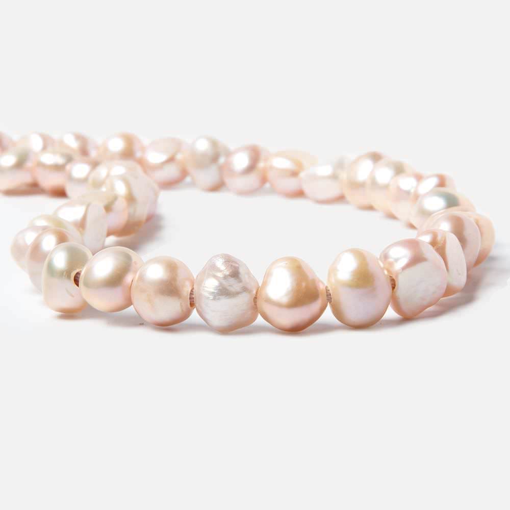 8.5x10-9x11mm Iced Peach Baroque 2.5mm large hole Pearls 15 in. 44 pcs - Beadsofcambay.com