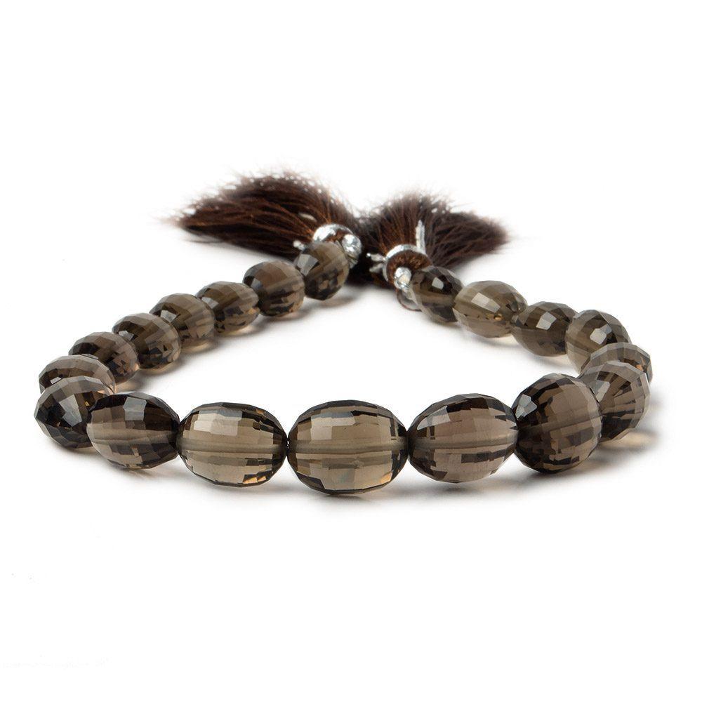8.5x7-12x9mm Smoky Quartz Checkerboard Faceted Oval Beads 8 inch 19 pieces - Beadsofcambay.com