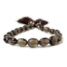 8.5x7-12x9mm Smoky Quartz Checkerboard Faceted Oval Beads 8 inch 19 pieces - Beadsofcambay.com