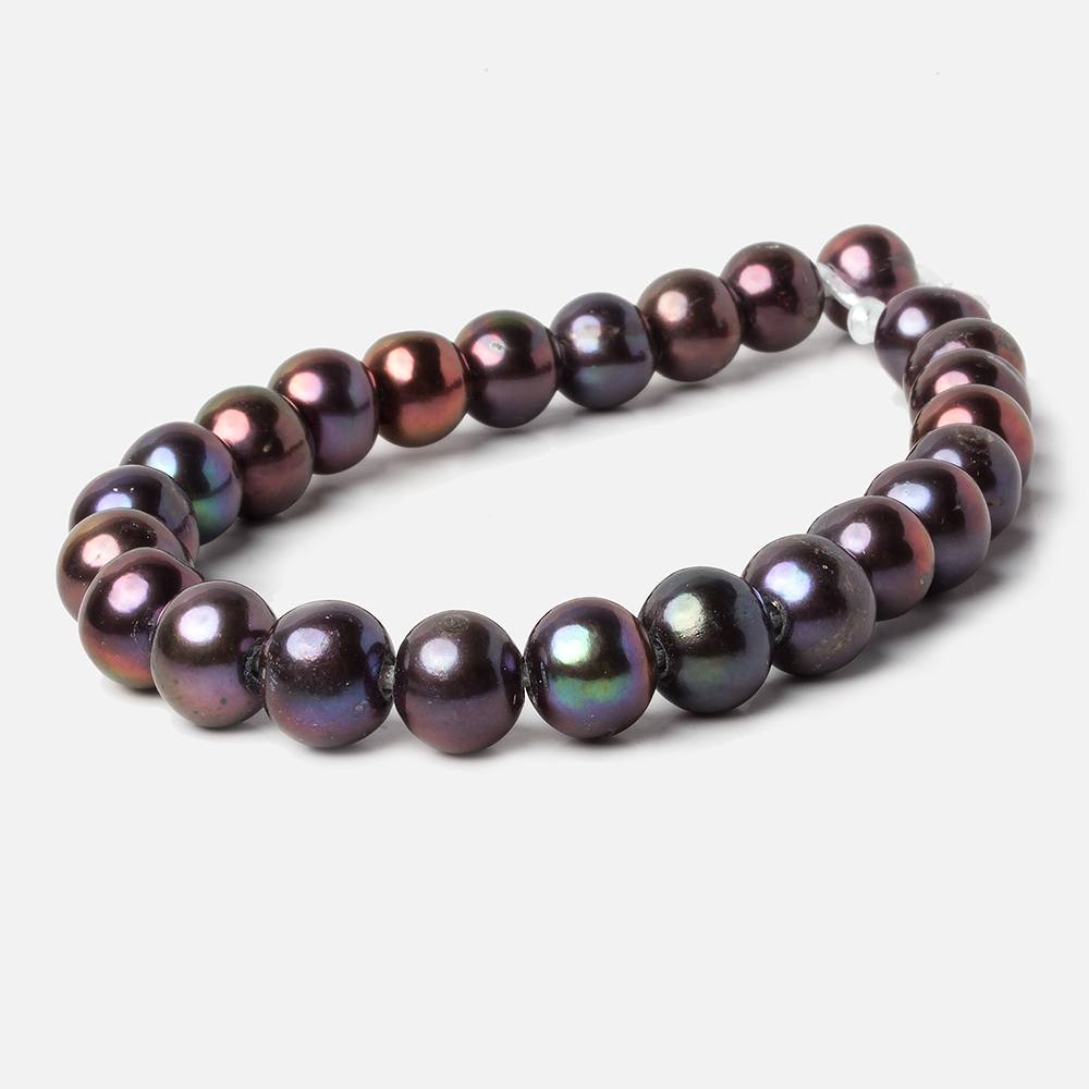8.5x8-10x9mm Peacock Multi Color Off Round Large Hole pearls 8 inch 24 pieces A - Beadsofcambay.com