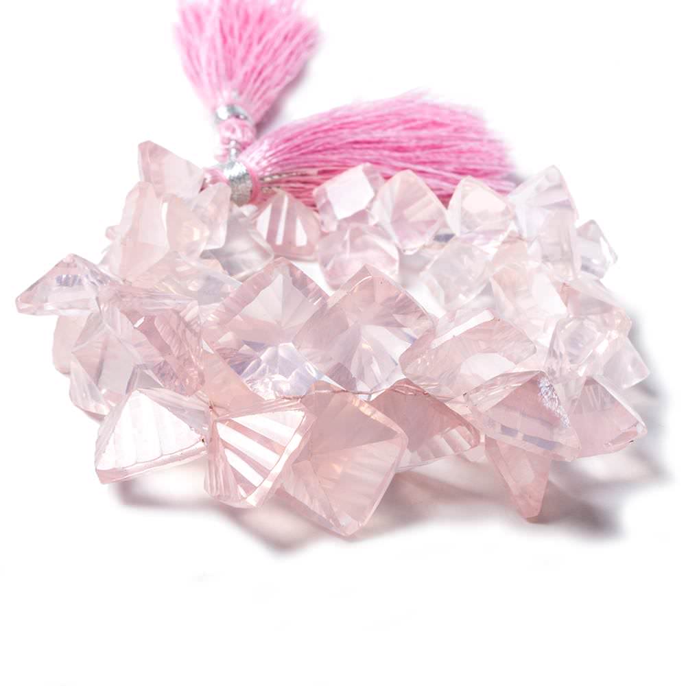 8.5x8.5-14.5x14.5mm Rose Quartz concave pavilion square beads 8 inch 48 pcs A - Beadsofcambay.com