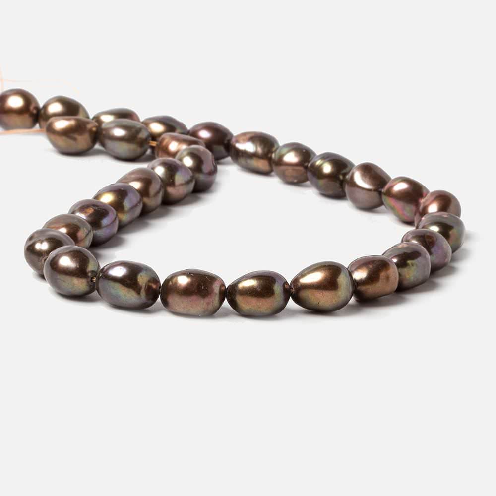 8.5x9-8.5x11mm Mocha Brown Straight Drill Baroque Freshwater Pearl 16 inch 41 pcs - Beadsofcambay.com