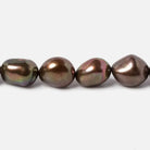 8.5x9-8.5x11mm Mocha Brown Straight Drill Baroque Freshwater Pearl 16 inch 41 pcs - Beadsofcambay.com