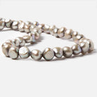 8.5x9.5-10.5x9.5mm Platinum Silver Baroque 2.5mm large hole Pearl 15 in. 44 pcs - Beadsofcambay.com