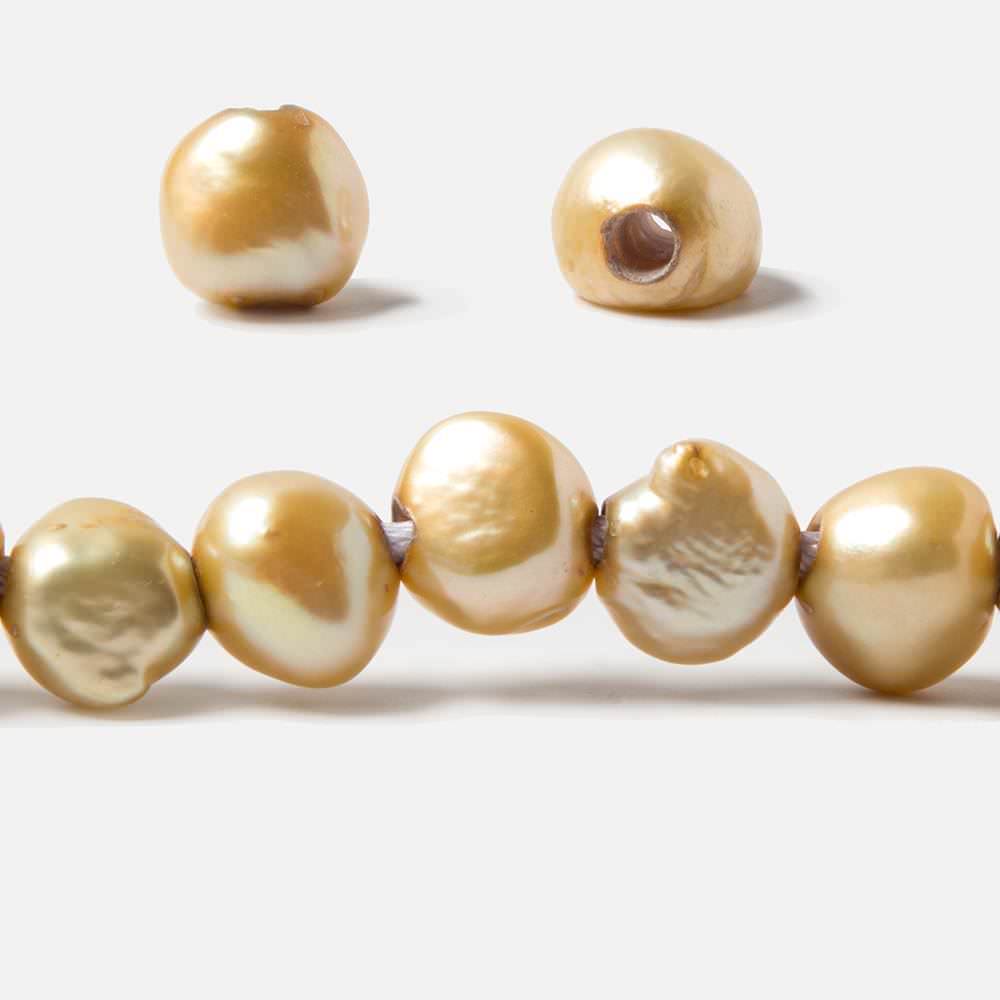 8.5x9.5-10x11mm Buttercup Yellow Baroque 2.5mm large hole Pearls 15 in. 44 pcs - Beadsofcambay.com
