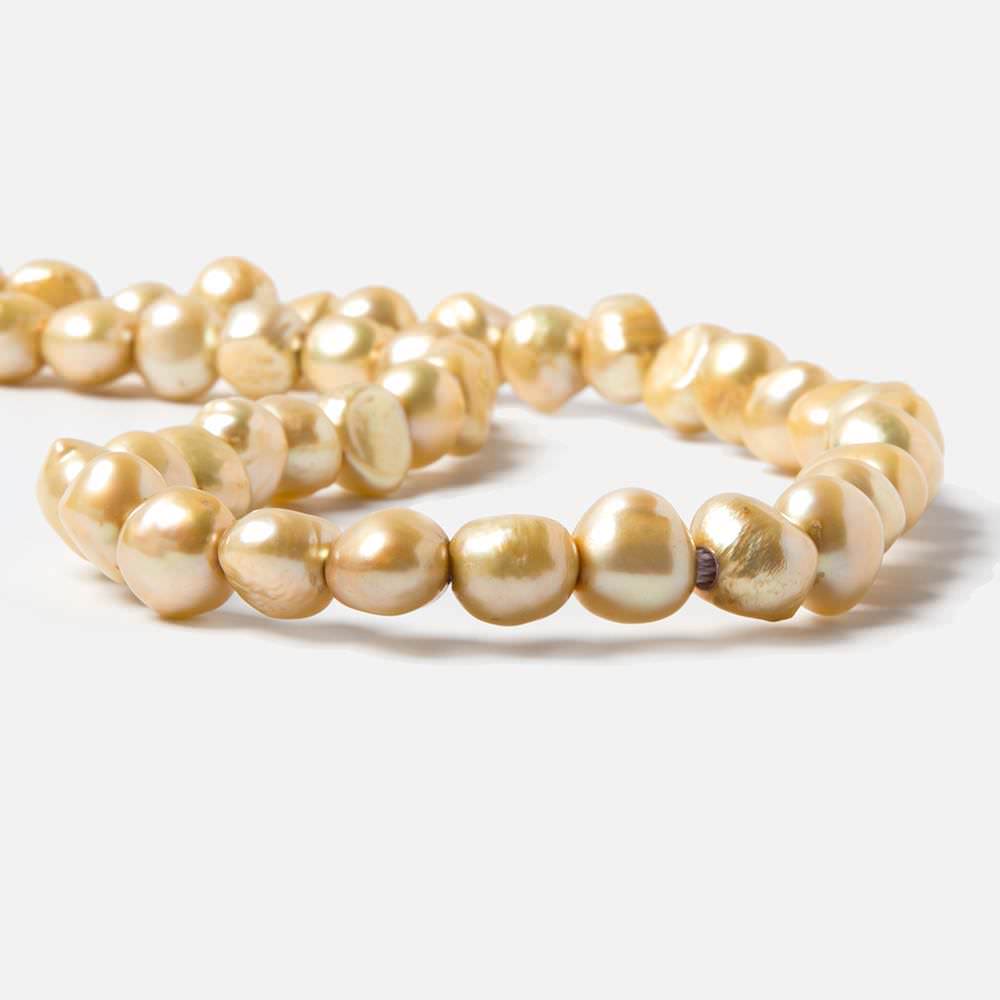 8.5x9.5-10x11mm Buttercup Yellow Baroque 2.5mm large hole Pearls 15 in. 44 pcs - Beadsofcambay.com