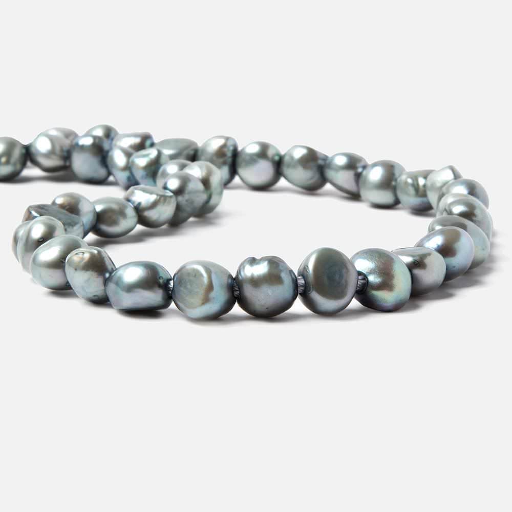 8.5x9.5-9.5x11.5mm Chambray Blue Baroque 2.5mm large hole Pearls 15 in. 43 pcs - Beadsofcambay.com