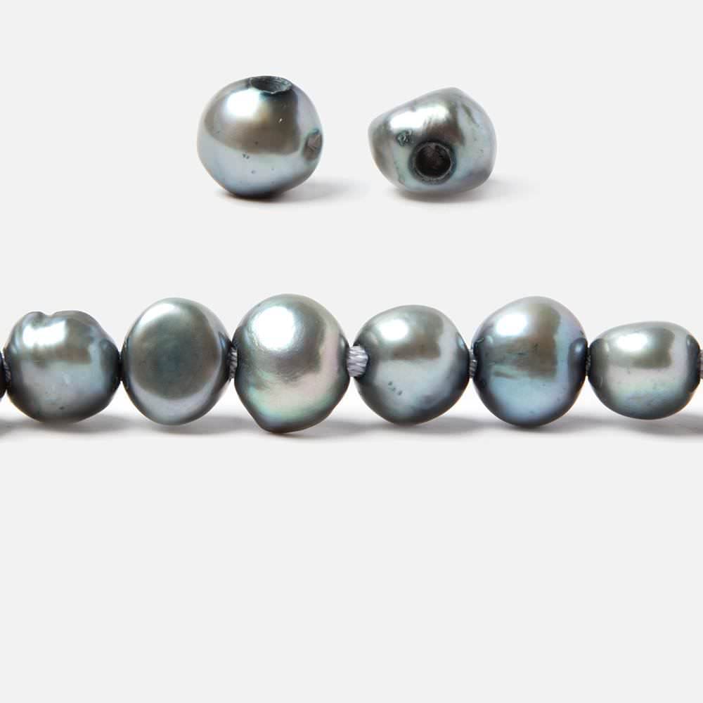 8.5x9.5-9.5x11.5mm Chambray Blue Baroque 2.5mm large hole Pearls 15 in. 43 pcs - Beadsofcambay.com