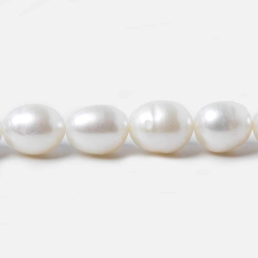 8.5x9.5-9.5x11mm White Straight Drill Baroque Freshwater Pearl 15.5 inch 39 pcs - Beadsofcambay.com