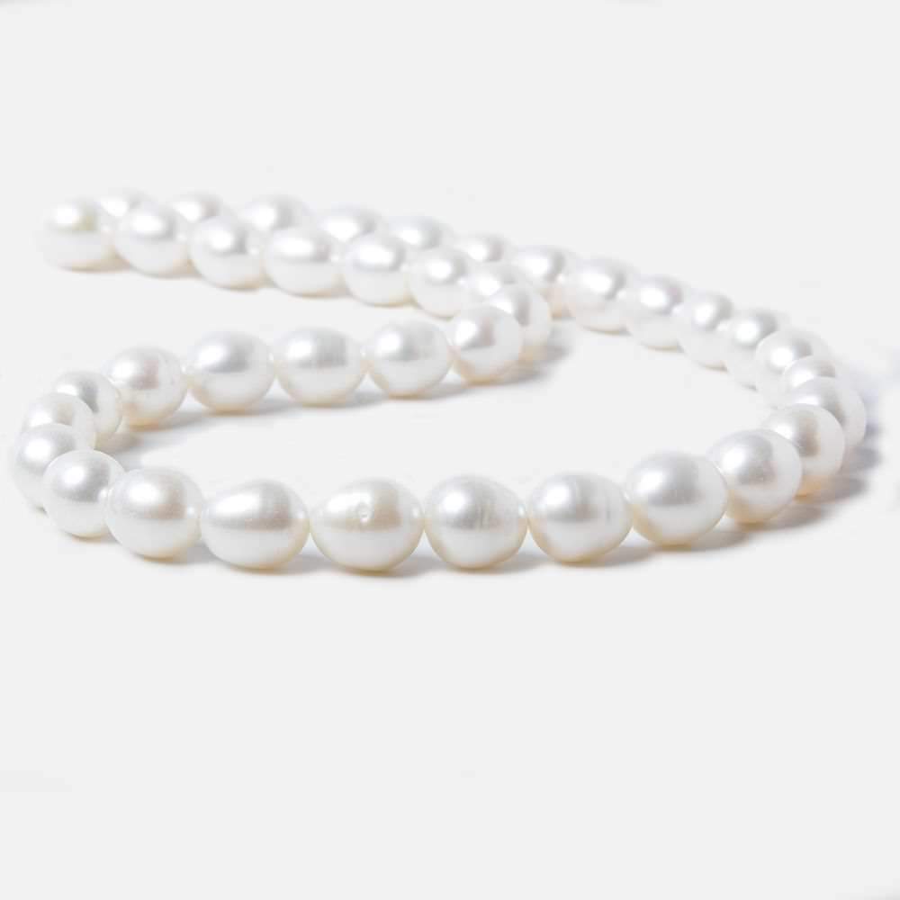 8.5x9.5-9.5x11mm White Straight Drill Baroque Freshwater Pearl 15.5 inch 39 pcs - Beadsofcambay.com