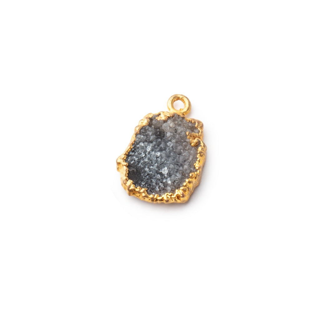 17x12mm Gold Leafed Dark Warm Grey Drusy Pendant 1 piece 