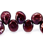 8mm - 10mm Merlot Top Drill Keshi Pearl, 15 inch - Beadsofcambay.com