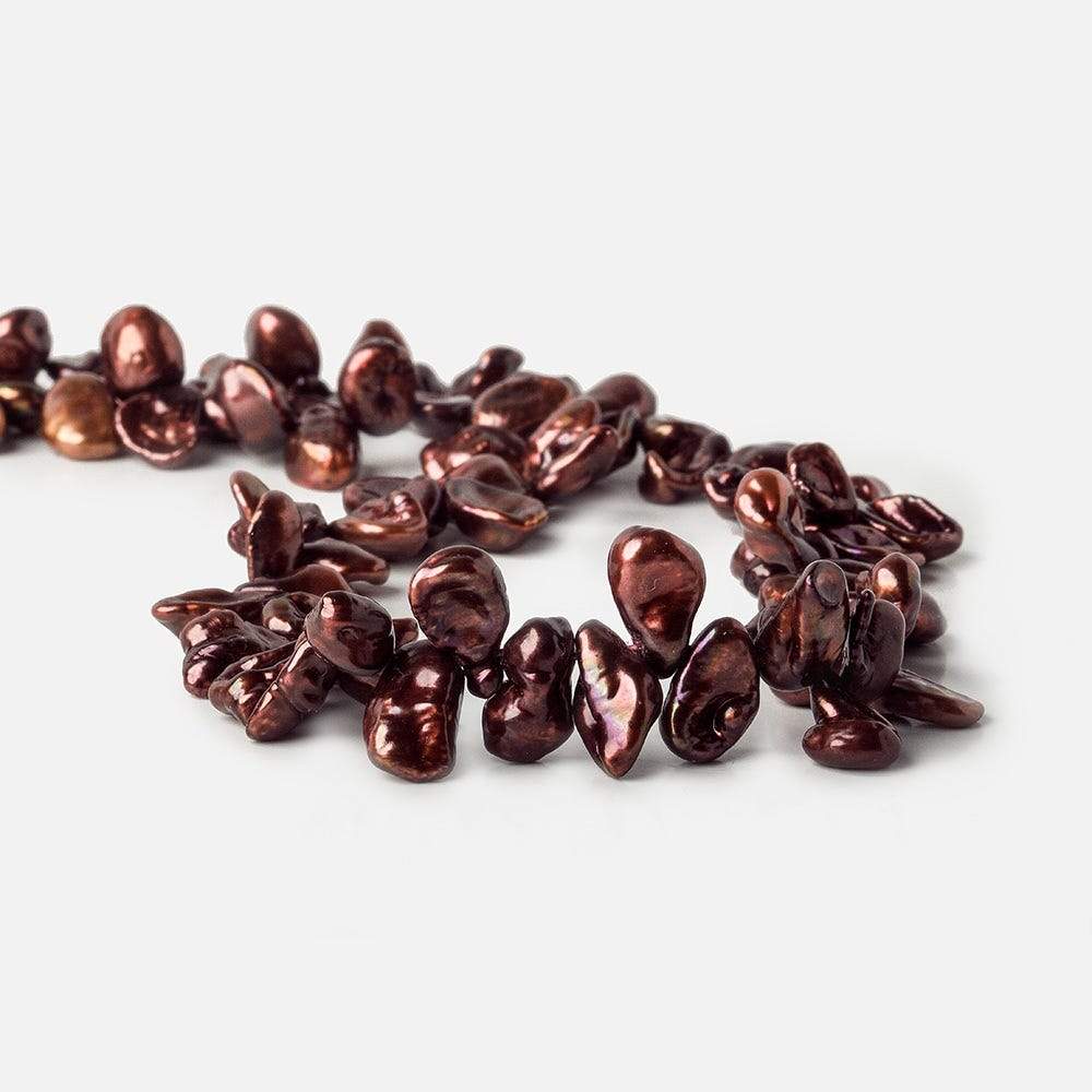 8mm - 10mm Merlot Top Drill Keshi Pearl, 15 inch - Beadsofcambay.com