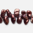8mm - 10mm Merlot Top Drill Keshi Pearl, 15 inch - Beadsofcambay.com