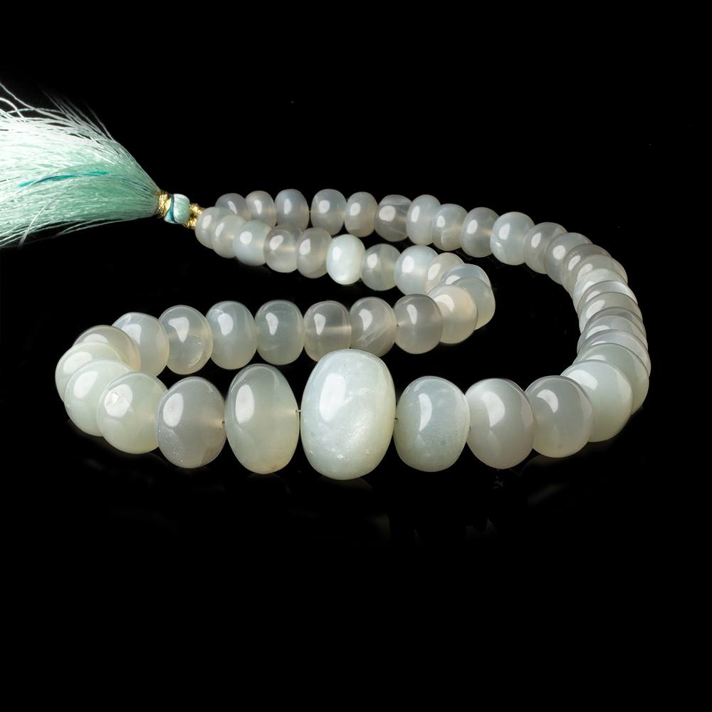 8mm - 20mm Sage Moontone plain rondelles 16 inch 51 beads A - Beadsofcambay.com