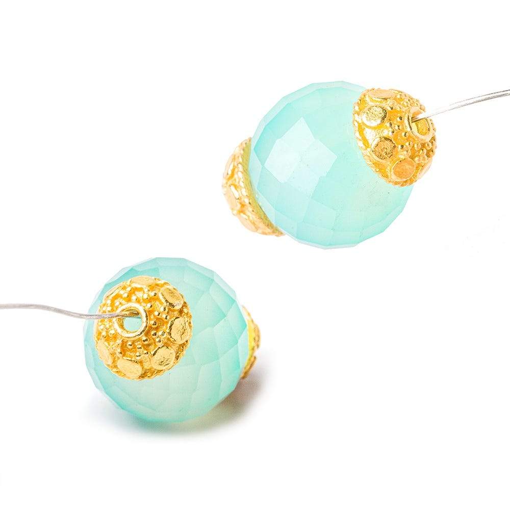 8mm 22kt Gold plated Copper Bead Cap Dots 8 inch 56 pieces - Beadsofcambay.com