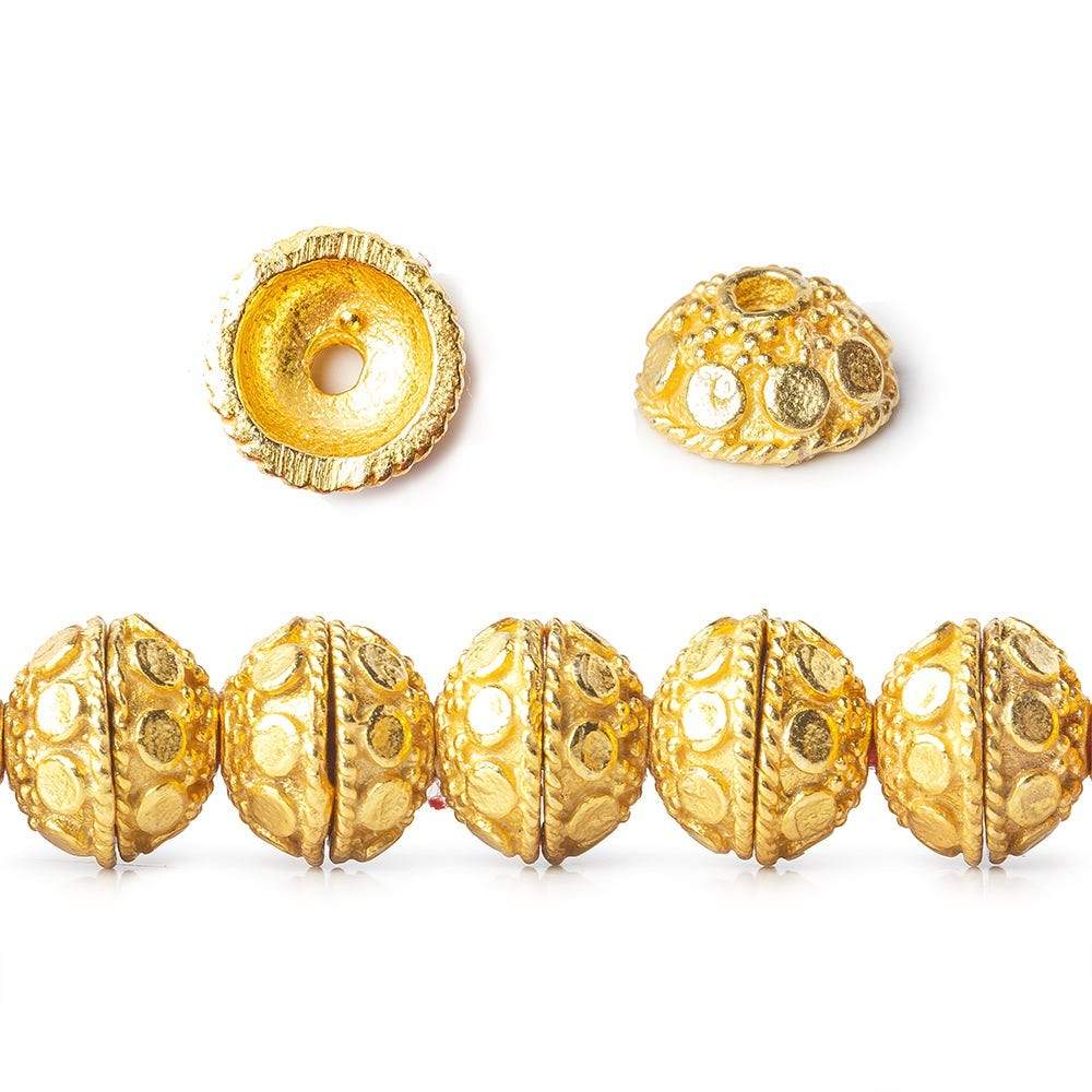 8mm 22kt Gold plated Copper Bead Cap Dots 8 inch 56 pieces - Beadsofcambay.com