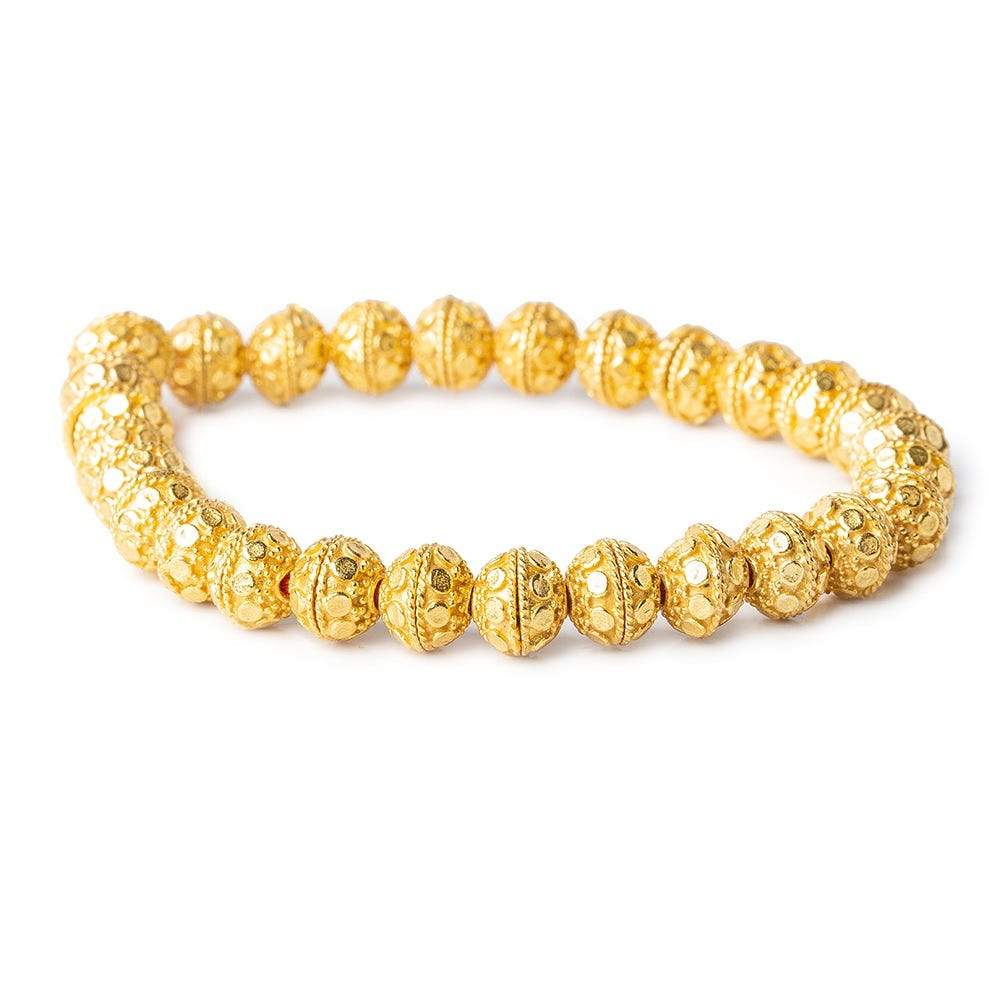 8mm 22kt Gold plated Copper Bead Cap Dots 8 inch 56 pieces - Beadsofcambay.com