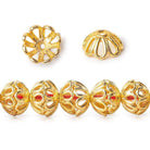 8mm 22kt Gold plated Copper Bead Cap Floral Design 8 inch 58 pieces - Beadsofcambay.com