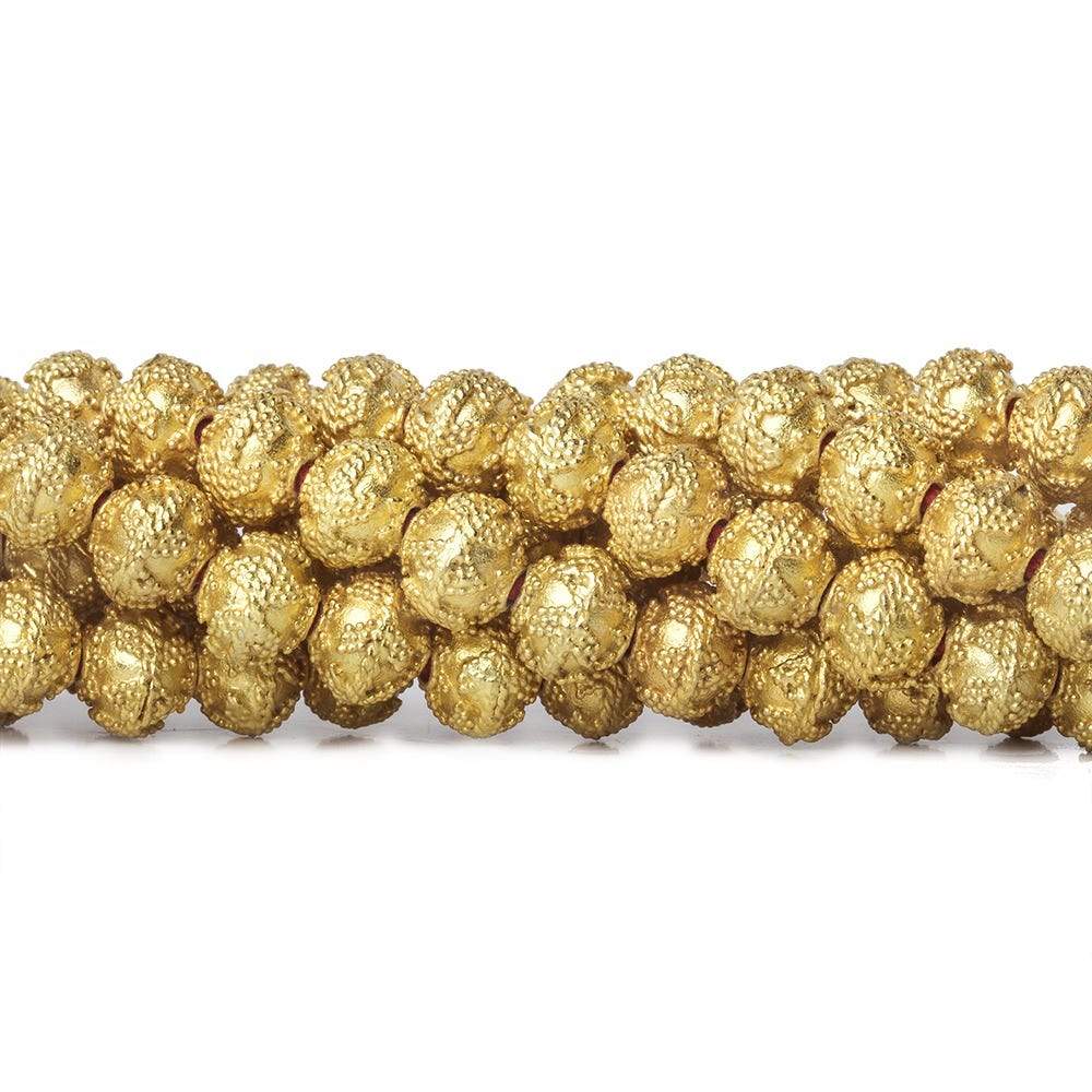 8mm 22kt Gold plated Copper Bead Cap Miligrain Small and Large Triangle Design 8 inch 28 pieces - Beadsofcambay.com