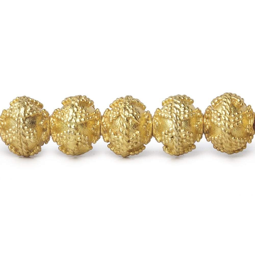 8mm 22kt Gold plated Copper Bead Cap Miligrain Small and Large Triangle Design 8 inch 28 pieces - Beadsofcambay.com
