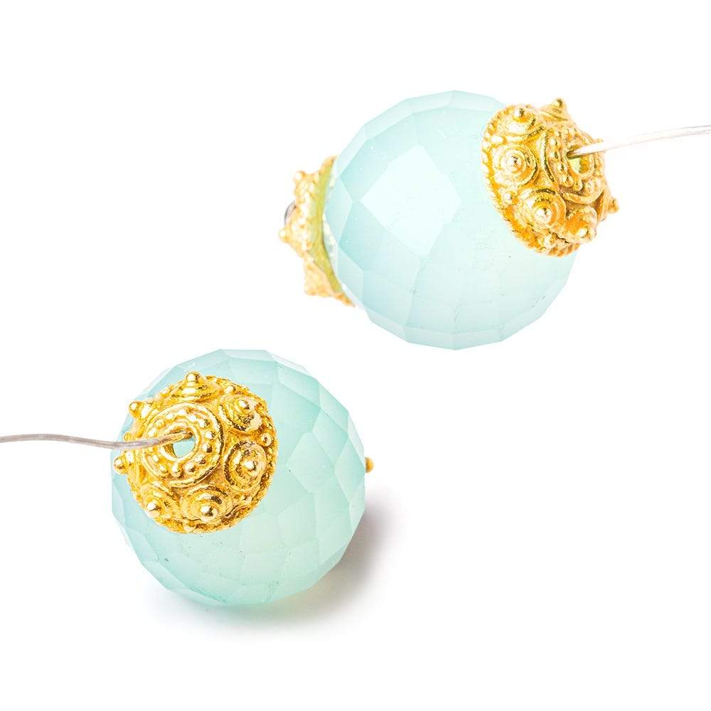 8mm 22kt Gold plated Copper Bead Cap Moroccan Dot 8 inch 60 pieces - Beadsofcambay.com