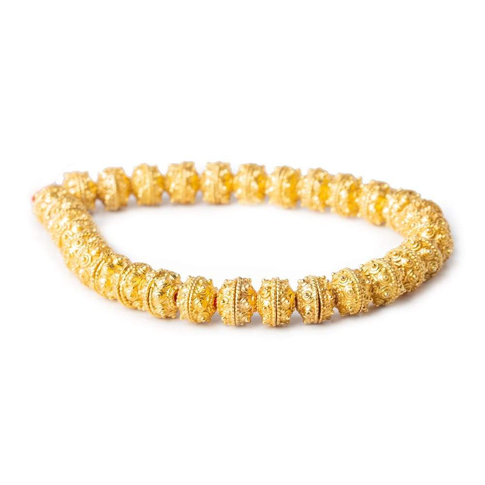 8mm 22kt Gold plated Copper Bead Cap Moroccan Dot 8 inch 60 pieces - Beadsofcambay.com