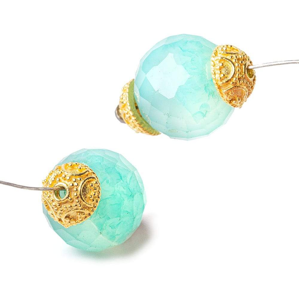 8mm 22kt Gold Plated Copper Bead Cap Persian Design 8 inch 58 pieces - Beadsofcambay.com