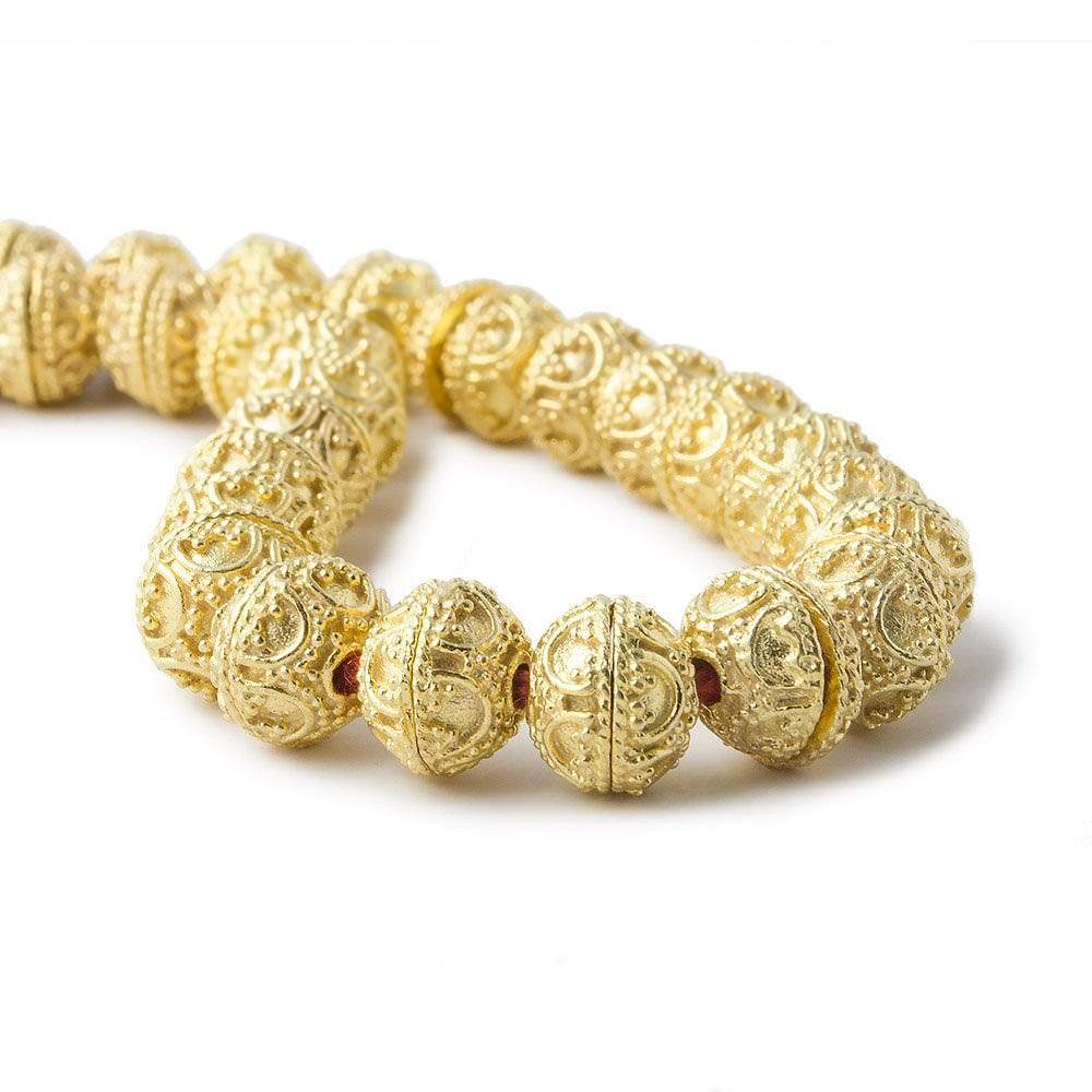 8mm 22kt Gold Plated Copper Bead Cap Persian Design 8 inch 58 pieces - Beadsofcambay.com