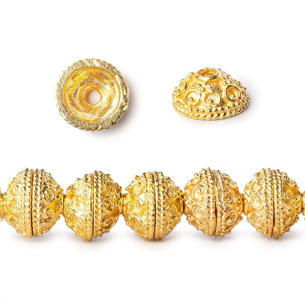 8mm 22kt Gold Plated Copper Bead Cap Petite Persian 8 inch 56 pioeces - Beadsofcambay.com