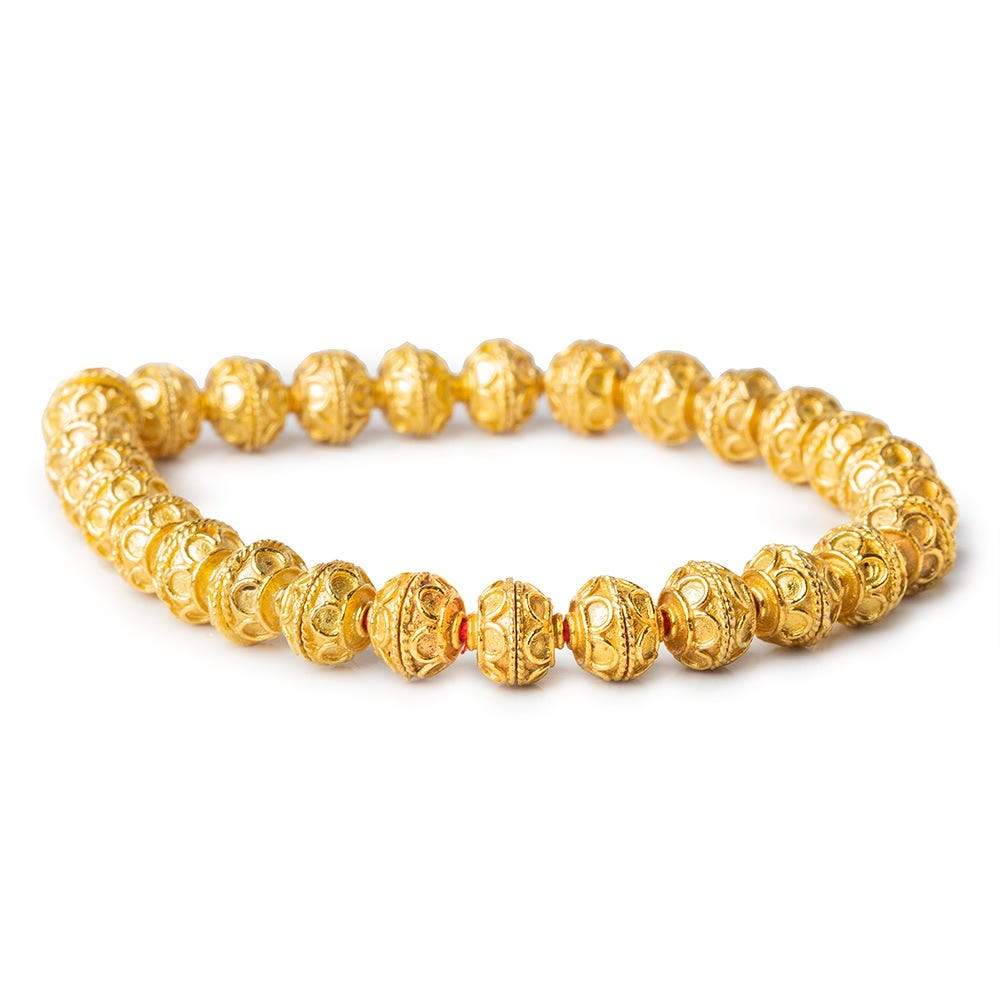 8mm 22kt Gold plated Copper Bead Cap Simple Arch 8 inch 54 pieces - Beadsofcambay.com