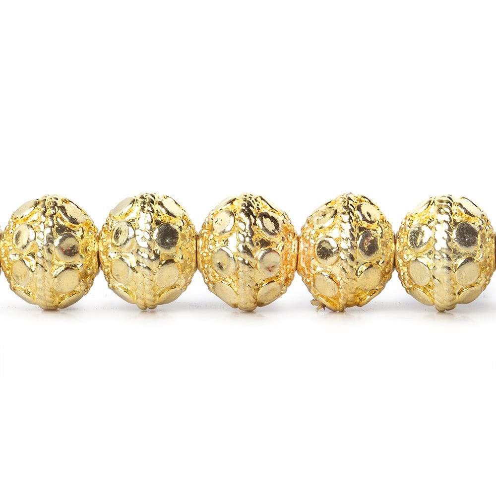 8mm 22kt Gold Plated Copper Bead Round Petite Dots 8 inch 26 pieces - Beadsofcambay.com