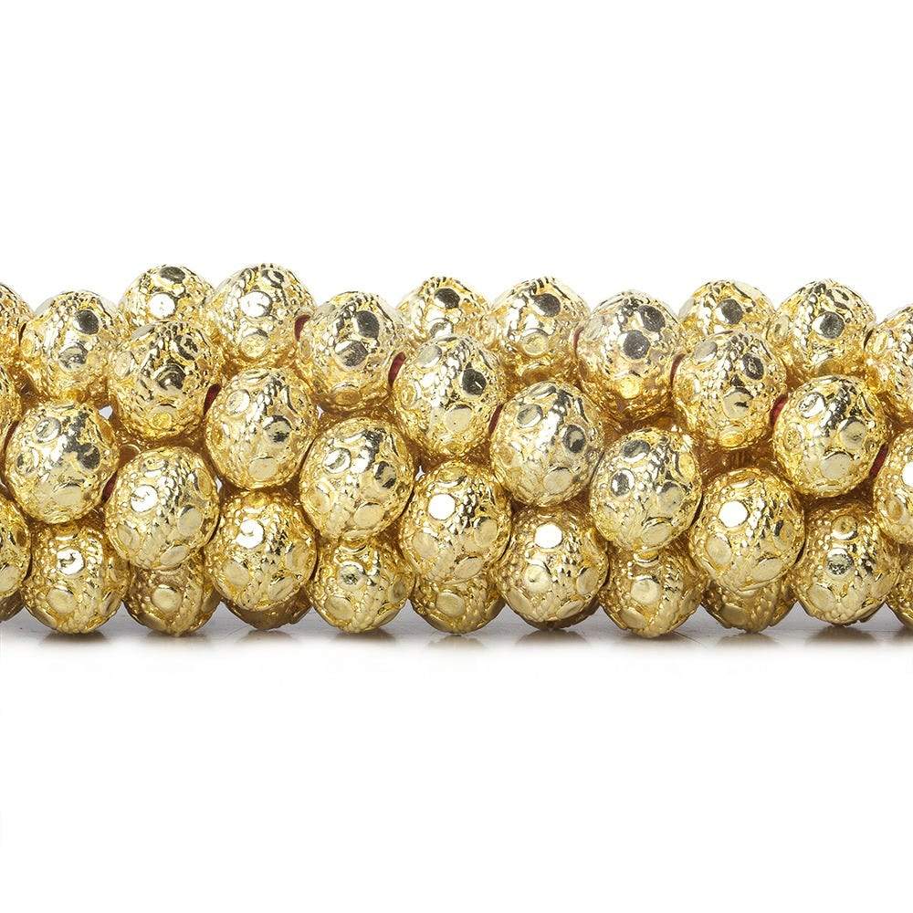 8mm 22kt Gold Plated Copper Bead Round Petite Dots 8 inch 26 pieces - Beadsofcambay.com