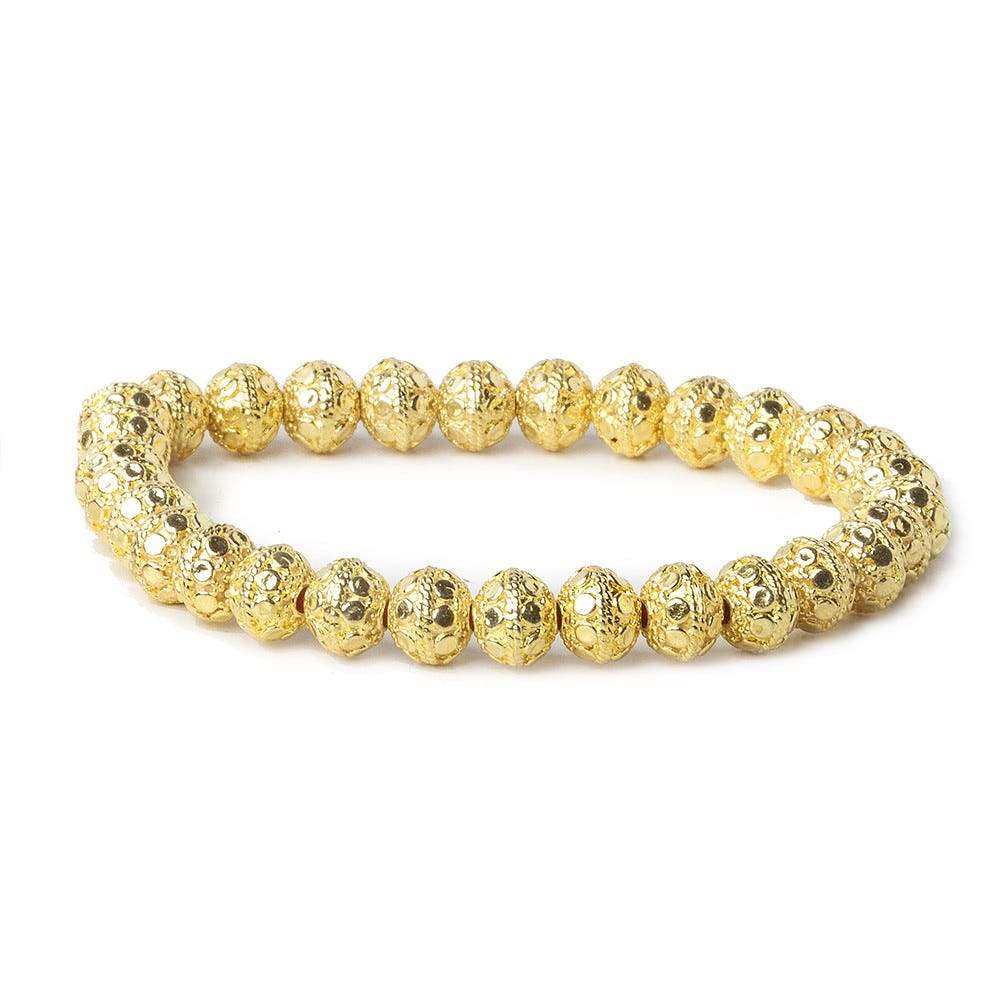 8mm 22kt Gold Plated Copper Bead Round Petite Dots 8 inch 26 pieces - Beadsofcambay.com