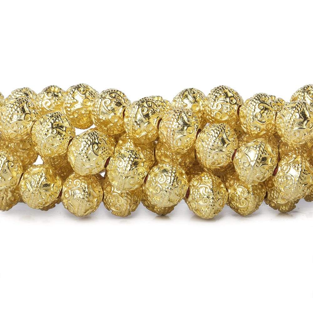 8mm 22kt Gold Plated Copper Bead Roval Petite Persian 8 inch 28 pieces - Beadsofcambay.com