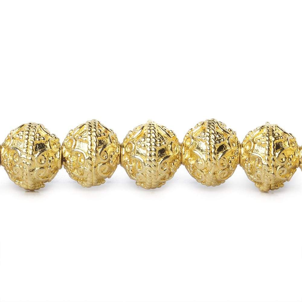 8mm 22kt Gold Plated Copper Bead Roval Petite Persian 8 inch 28 pieces - Beadsofcambay.com
