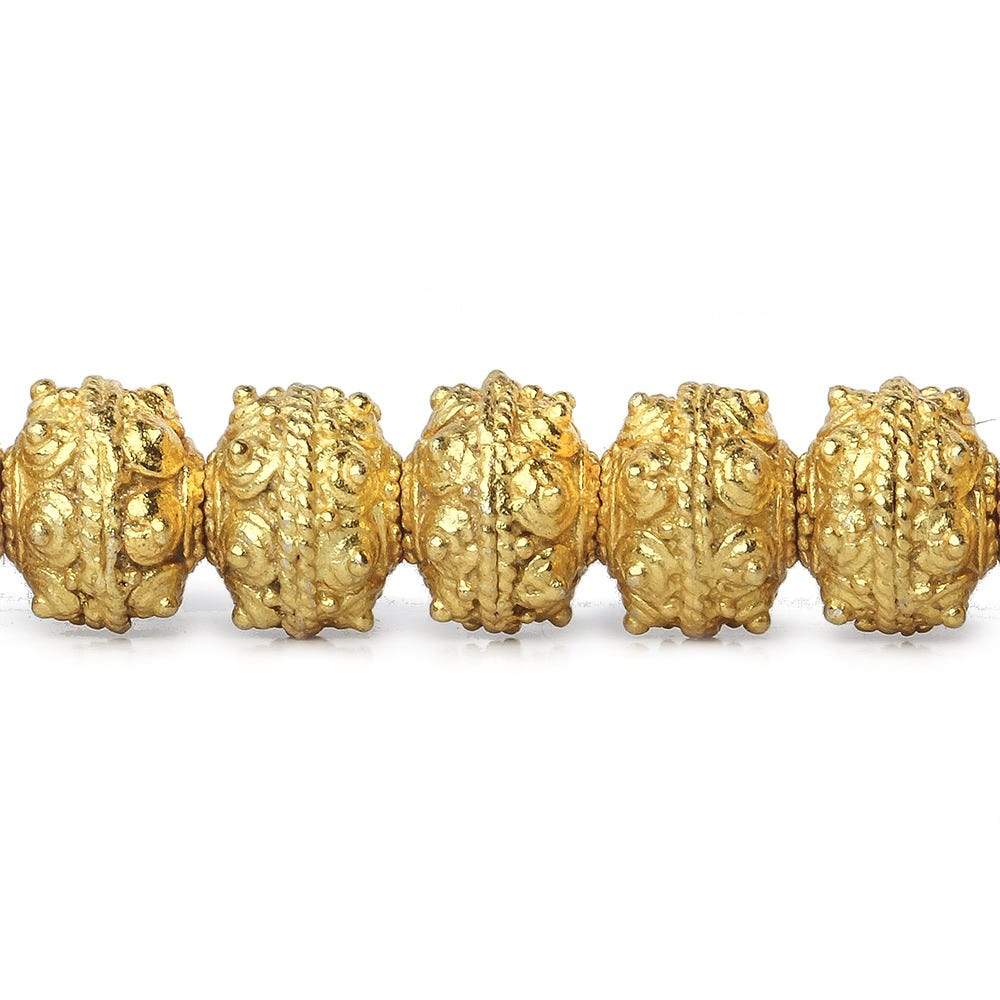 8mm 22kt Gold plated Copper Bead Roval Sphere Design 8 inch 28 pieces - Beadsofcambay.com