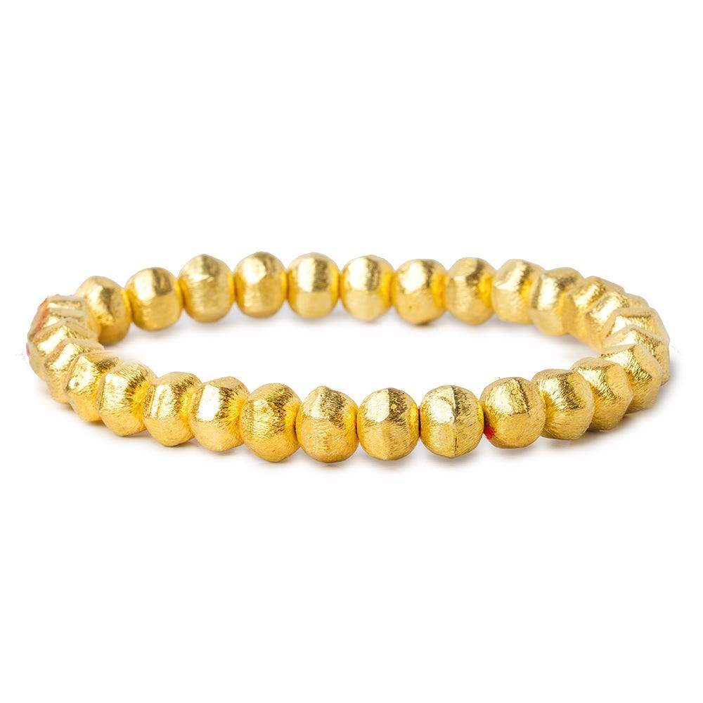 8mm 22kt Gold plated Copper Brushed Faceted Nugget 8 inch 25 pieces - Beadsofcambay.com