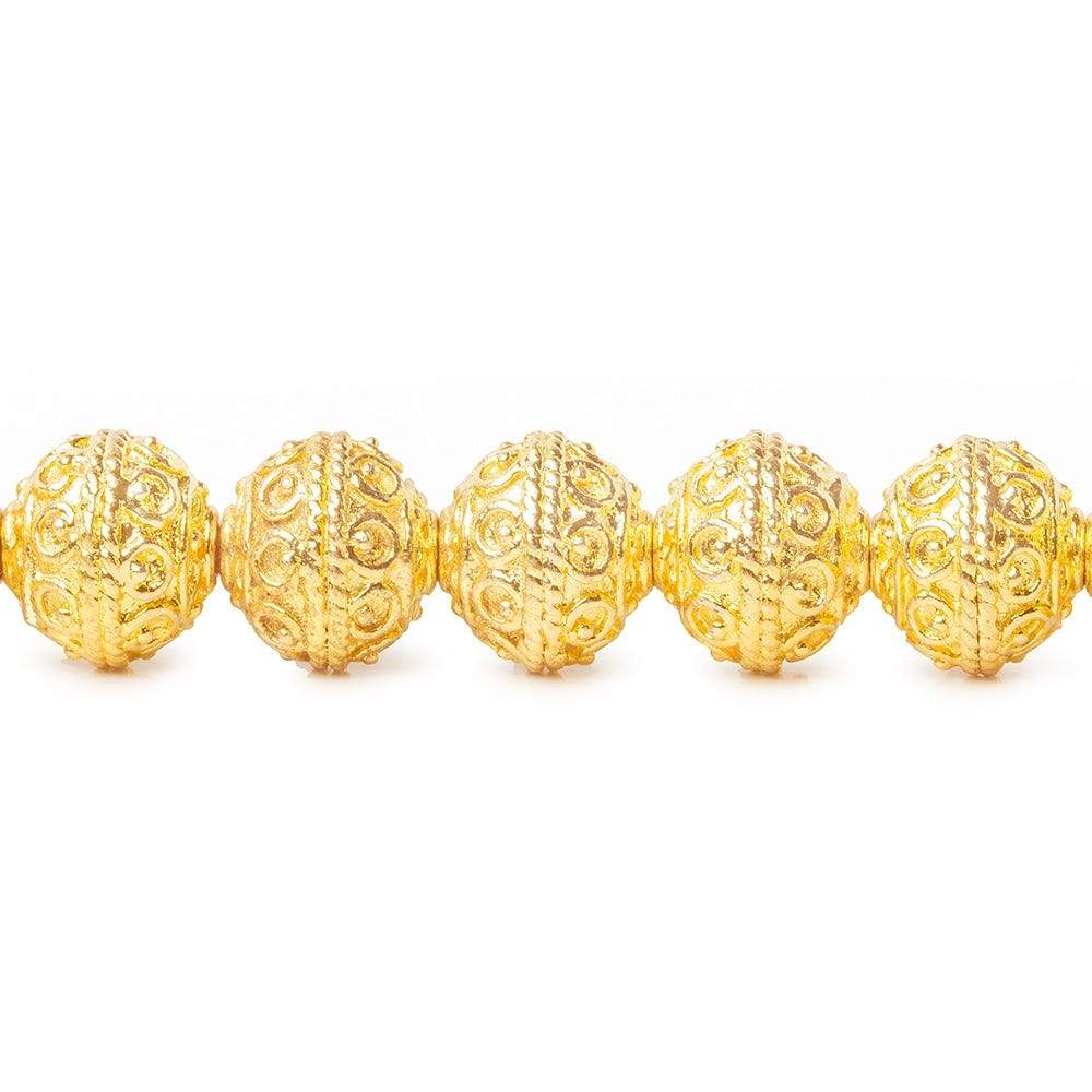 8mm 22kt Gold plated Copper Round Beads 8 inch 28 beads - Beadsofcambay.com