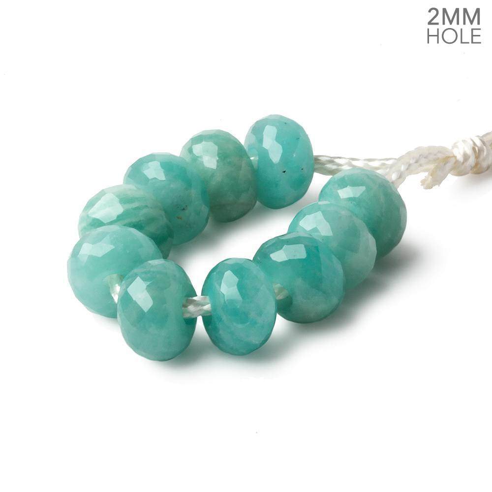 8mm Amazonite 2mm Large Hole Faceted Rondelle Bead Set of 10 - Beadsofcambay.com