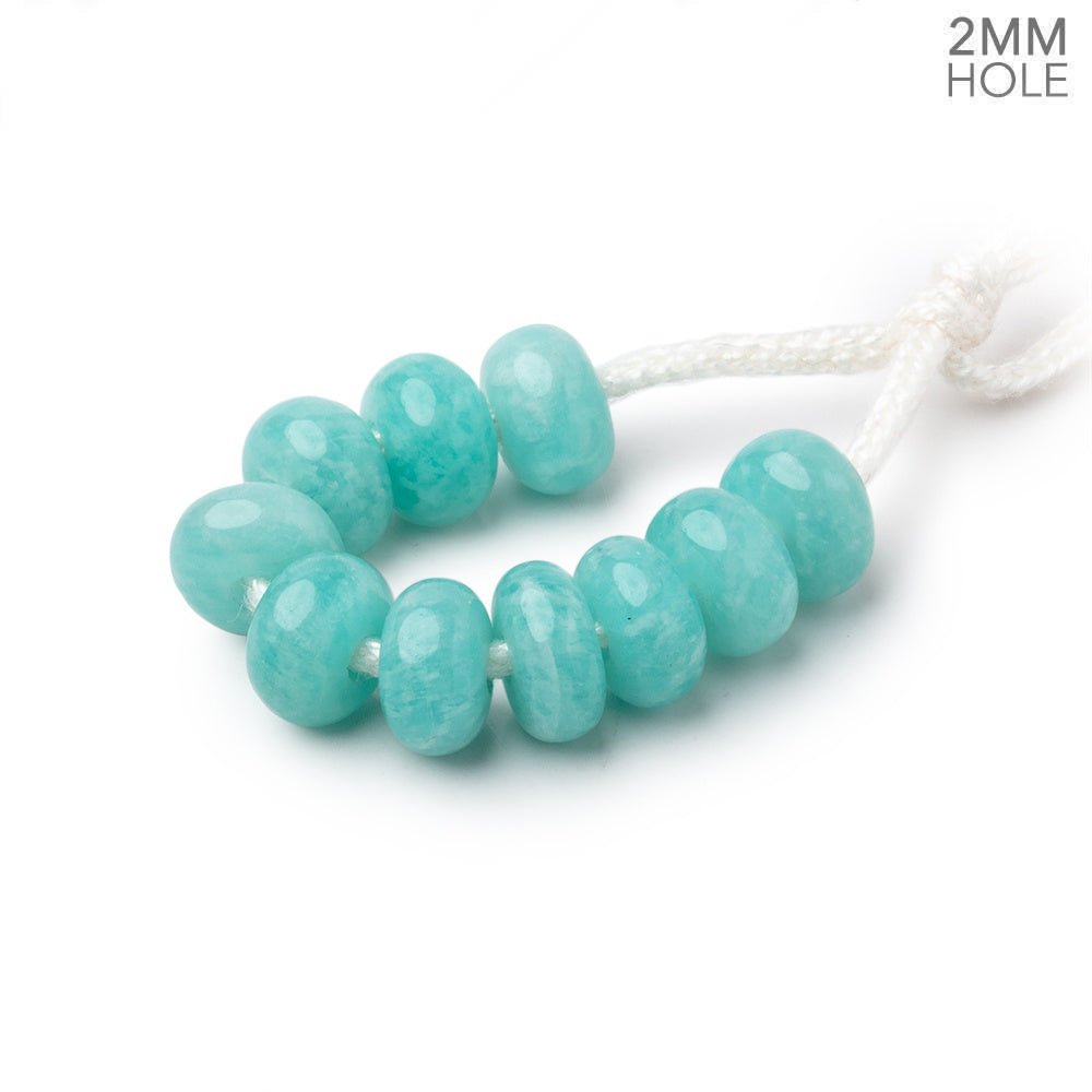 8mm Amazonite 2mm Large Hole Plain Rondelle Set of 10 - Beadsofcambay.com