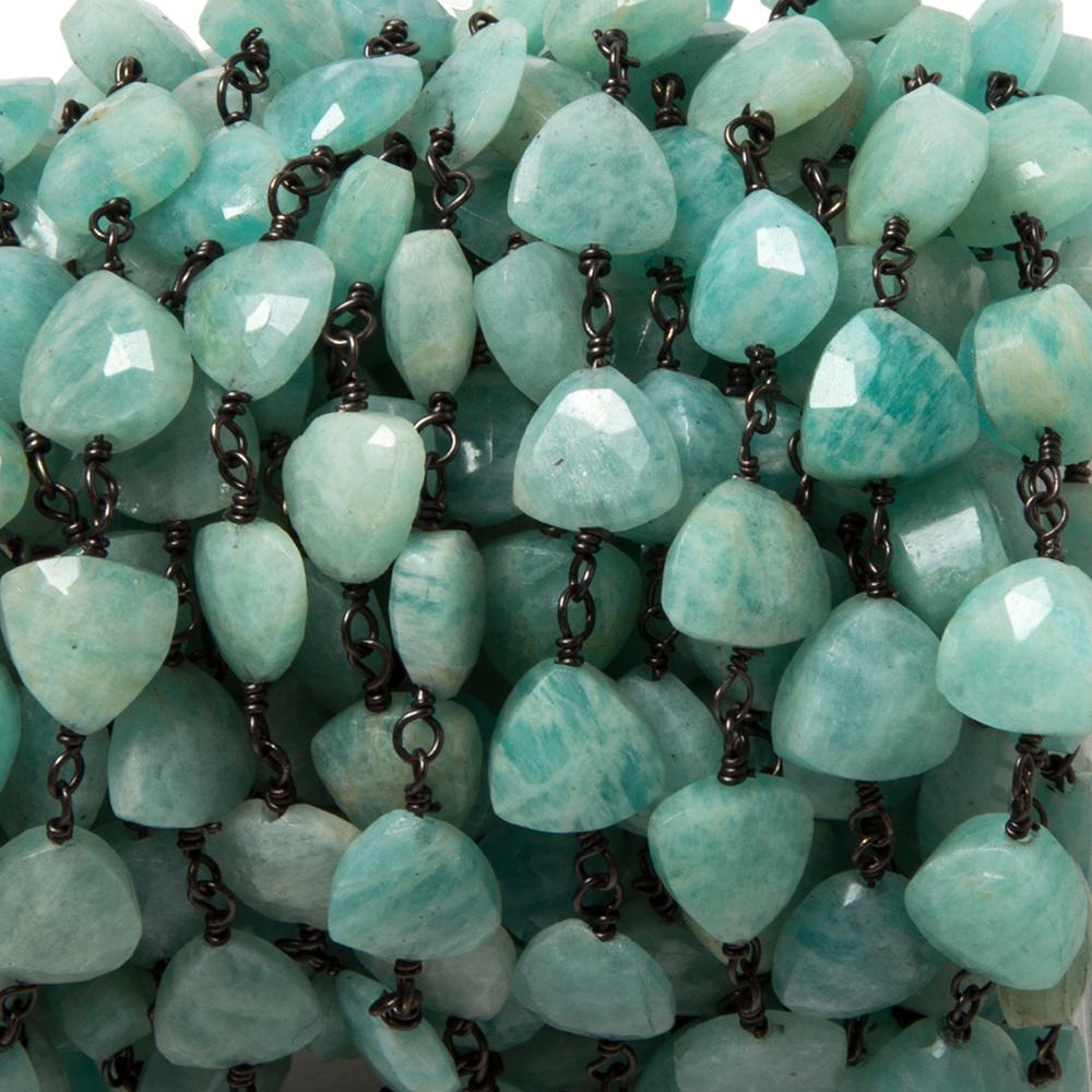 8mm Amazonite triangle Black Gold plated Chain by the foot 22pcs - Beadsofcambay.com