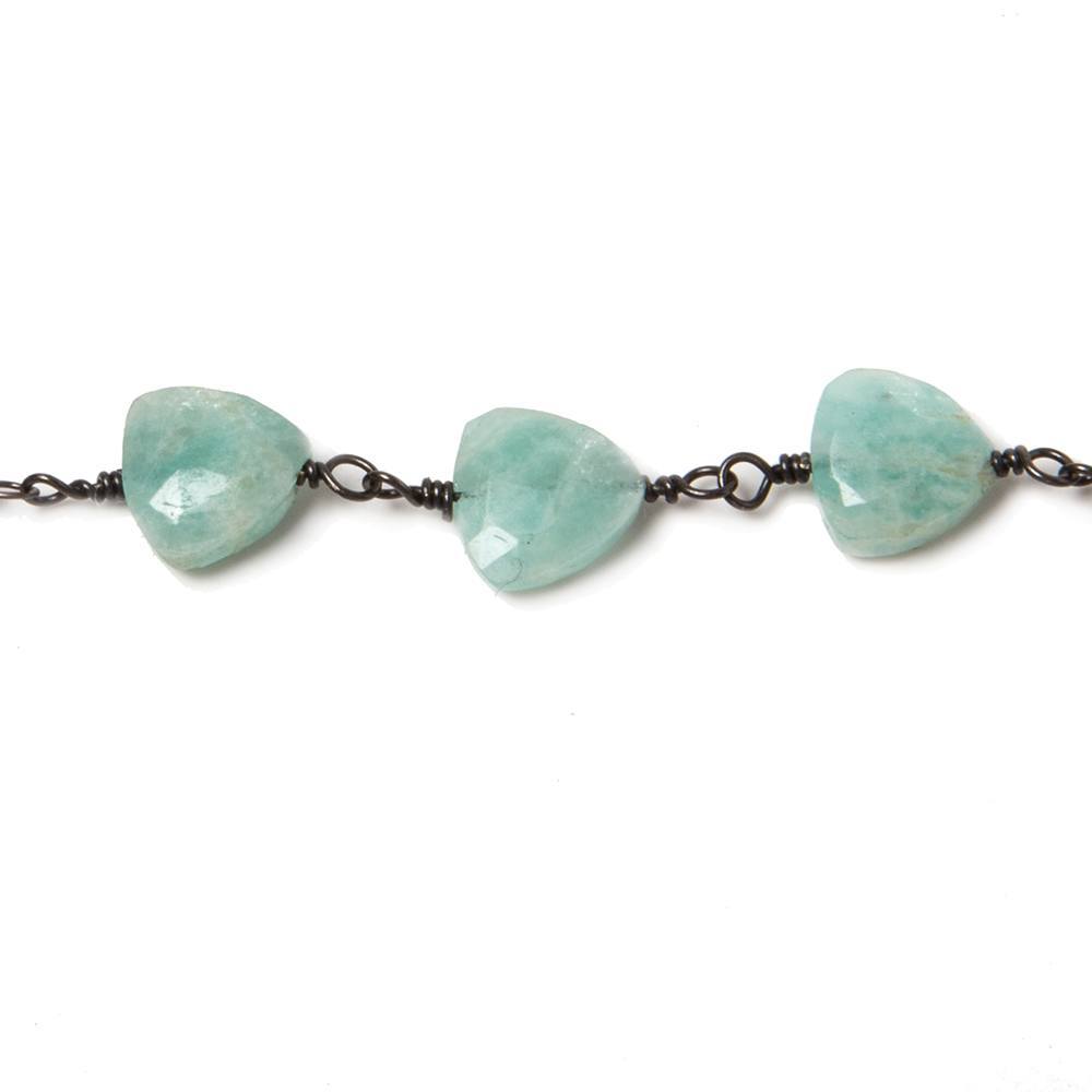8mm Amazonite triangle Black Gold plated Chain by the foot 22pcs - Beadsofcambay.com