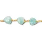 8mm Amazonite triangle Gold plated Chain by the foot 22pcs - Beadsofcambay.com
